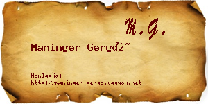 Maninger Gergő névjegykártya
